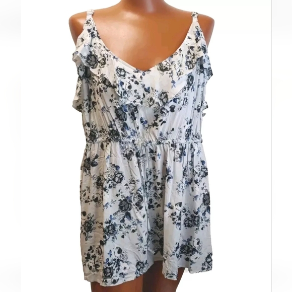 Torrid Challis Ruffle Babydoll Top Woman Plus 3X Grey Floral Y2k Boho Fairy Nwt - Picture 8 of 8